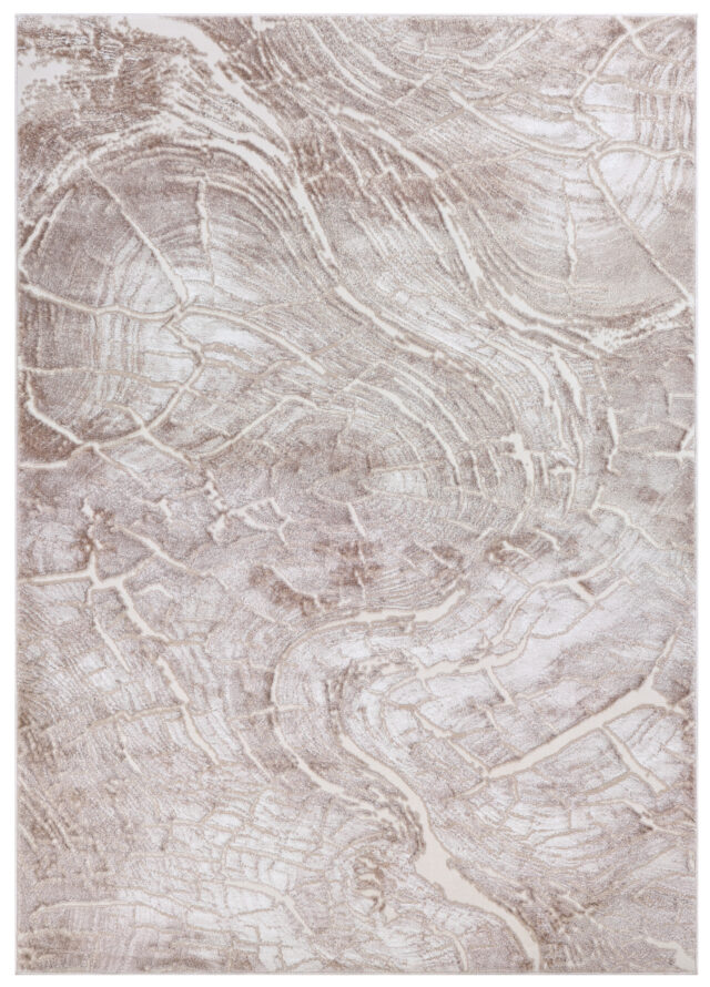 Teppich Como 3D Creme Beige mit Holzmuster