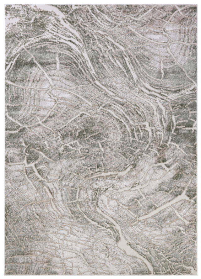 Teppich Como 3D Beige Grün mit Holzmuster