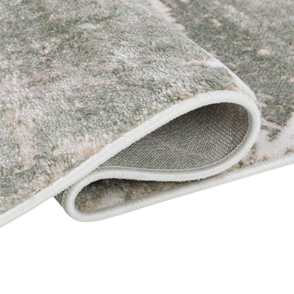 Teppich Como 3D Beige Grün mit Holzmuster