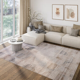 Teppich Como 3D Creme Grau Geometrisch