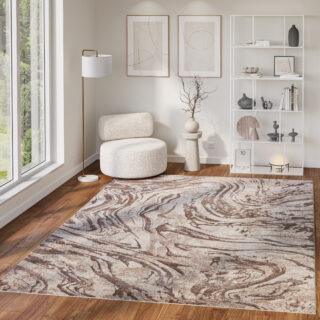 Teppich Como 3D Braun Beige Marmor