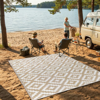Teppich Ibiza Outdoor Beidseitig Wasserdicht Weiß Beige