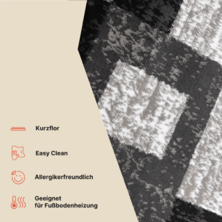 Teppich Dream Geometrisch Grau Schwarz Rechtecke