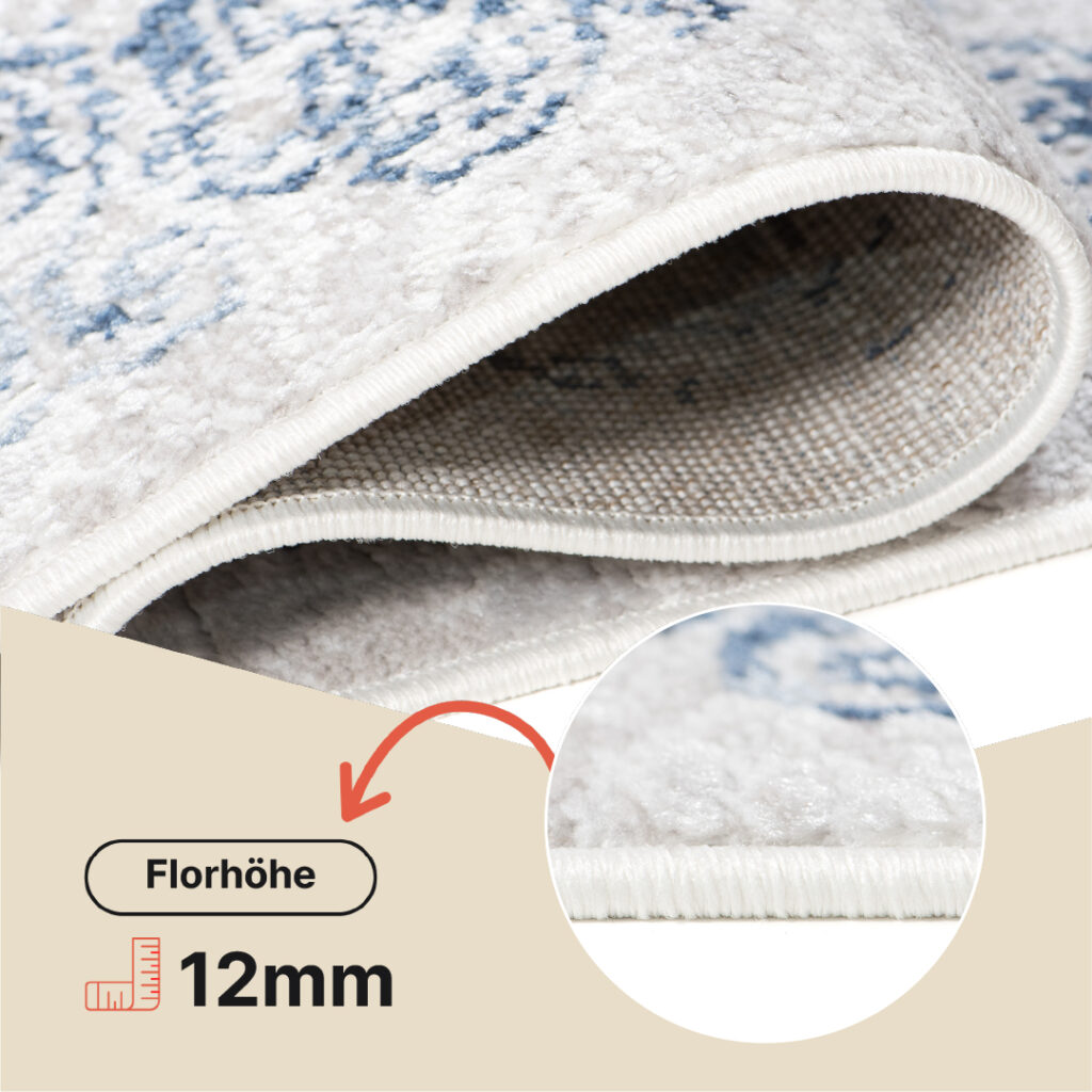 Teppich Sky Blau Creme Verwischungen Vintage