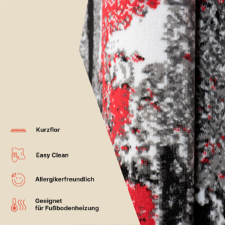 Teppich Maya Grau Rot Verwischt
